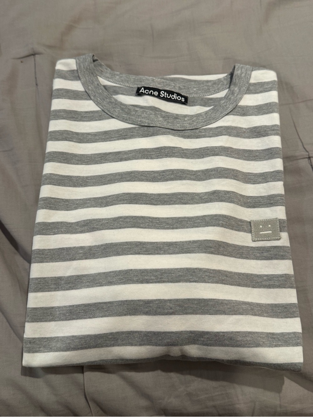 Acne Studios Gray & White Striped Crewneck Tee